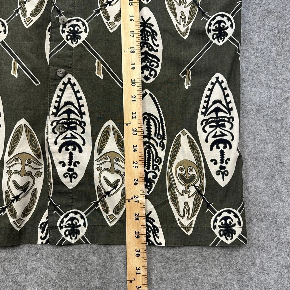 Vintage Sideout Hawaiian Shirt Mens L Green Tribal Tiki 90s Surf Skate - Picture 6 of 8